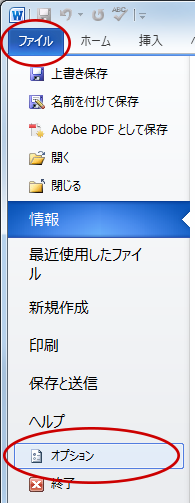 「ファイルオプション」