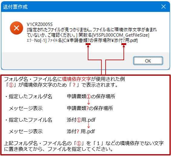 ファイル名に環境依存文字が使用された例
